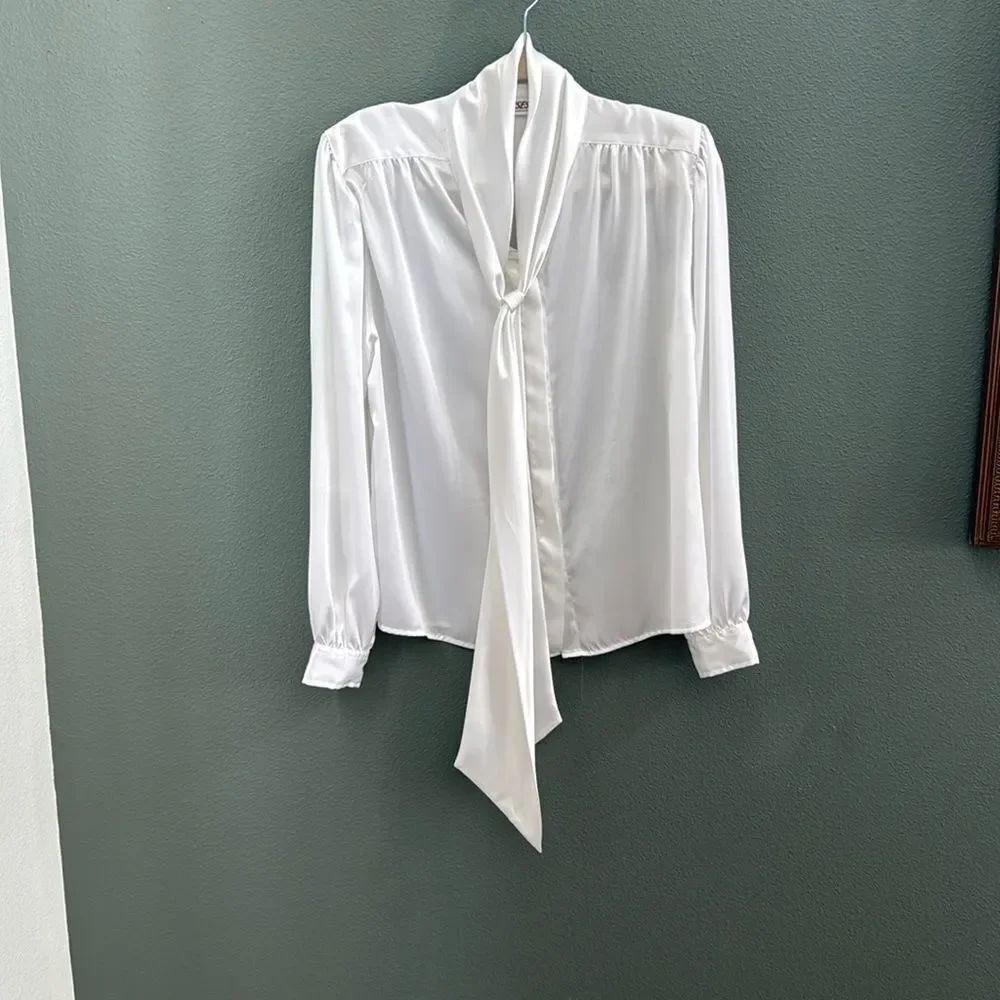 Vintage Neck Bow Tie Blouse Size XL
